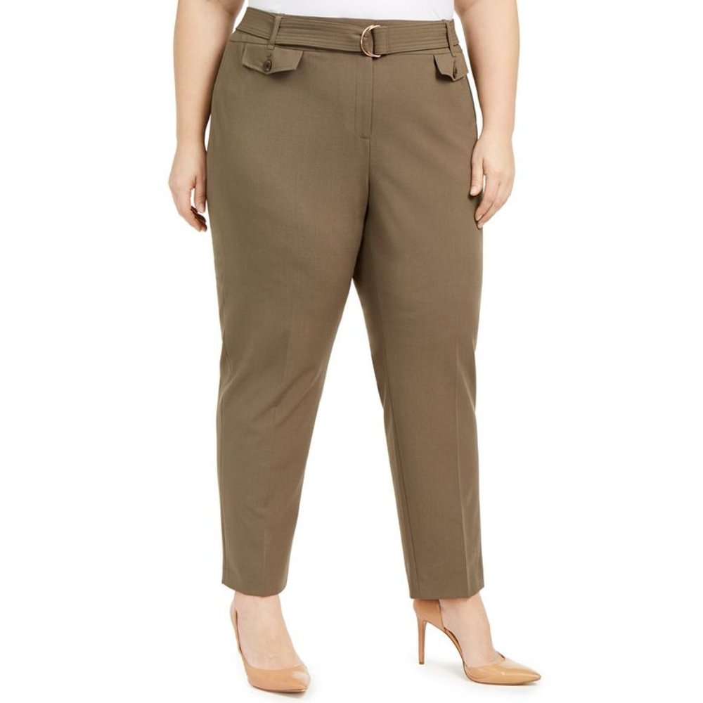 New Calvin Klein Plus Size Caper Belted Pants